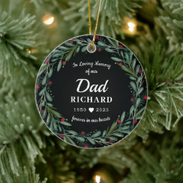 Festive Holiday WreatDad Memorial Foto terug Keramisch Ornament