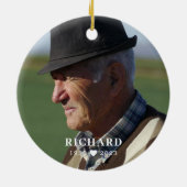 Festive Holiday WreatDad Memorial Foto terug Keramisch Ornament (Achterkant)