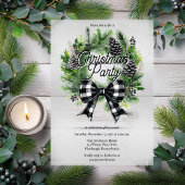 Festive Holiday Wreath BW Bow Christmas Party  Acryl Uitnodigingen