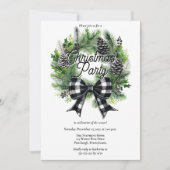 Festive Holiday Wreath BW Bow Christmas Party  Feestdagenkaart (Voorkant)
