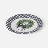 Festive Holiday Wreath BW Bow Merry Christmas  Papieren Bordje (Gekanteld)