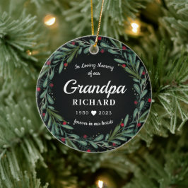 Festive Holiday Wreath Grandpa Memorial Keramisch Ornament