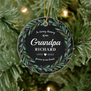 Festive Holiday Wreath Grandpa Memorial Keramisch Ornament
