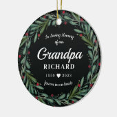 Festive Holiday Wreath Grandpa Memorial Keramisch Ornament (Links)