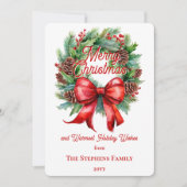 Festive Holiday Wreath Merry Christmas Non-Photo Feestdagenkaart (Voorkant)