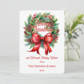 Festive Holiday Wreath Merry Christmas Non-Photo Feestdagenkaart (Staand voorkant)