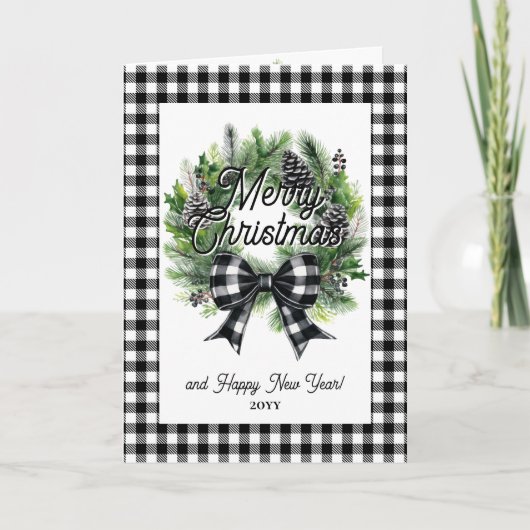 Festive Holiday Wreath Merry Christmas Non-Photo Kaart (Voorkant)