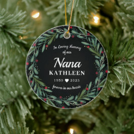 Festive Holiday Wreath Nana Memorial Keramisch Ornament