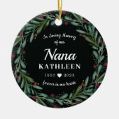 Festive Holiday Wreath Nana Memorial Keramisch Ornament (Voorkant)