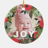 Festive Holiday Wreator with Joy Typography Foto Keramisch Ornament (Achterkant)