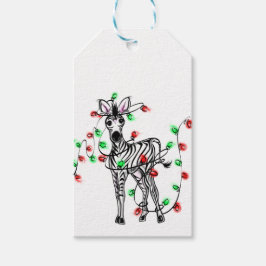 Festive Holiday Zebra, dubbellichten Cadeaulabel