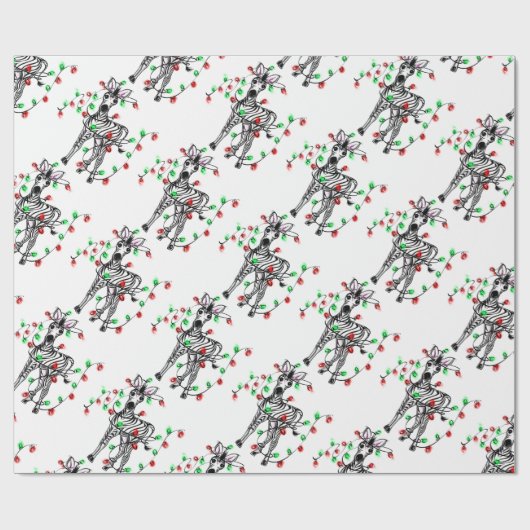 Festive Holiday Zebra, dubbellichten Cadeaupapier (Vlak)