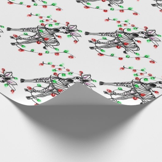 Festive Holiday Zebra, dubbellichten Cadeaupapier (Hoek)