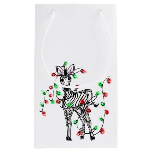 Festive Holiday zebra, dubbellichten Klein Cadeauzakje (Achterkant)