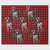 Festive Holiday Zebra, dubbellichten, rood slib Cadeaupapier (Vlak)