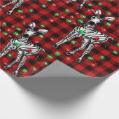 Festive Holiday Zebra, dubbellichten, rood slib Cadeaupapier (Hoek)