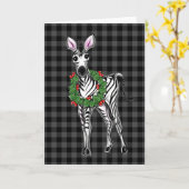 Festive Holiday Zebra Holly, grijze buffel Kaart (Gele Bloem)