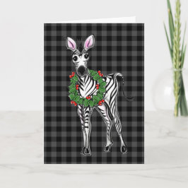 Festive Holiday Zebra Holly, grijze buffel Kaart