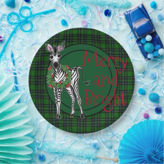 Festive Holiday Zebra Holly | groene vlecht Papieren Bordje (Feest)