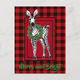 Festive Holiday Zebra Holly | rode buffel Briefkaart