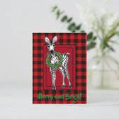 Festive Holiday Zebra Holly | rode buffel Briefkaart (Staand voorkant)