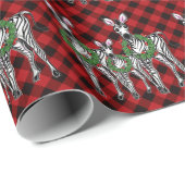 Festive Holiday Zebra Holly | rode buffel Cadeaupapier (Rol Hoek)