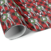 Festive Holiday Zebra Holly | rode buffel Cadeaupapier (Rol Hoek)