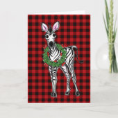 Festive Holiday Zebra Holly | rode buffel Kaart (Voorkant)