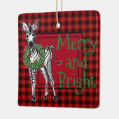Festive Holiday Zebra Holly | rode buffel Keramisch Ornament (Links)