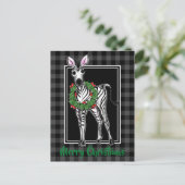 Festive Holiday Zebra Holly Wreator, grijs Briefkaart (Staand voorkant)