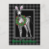 Festive Holiday Zebra Holly Wreator, grijs Briefkaart (Voorkant)