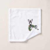 Festive Holiday Zebra illustratie, Holly met adem Bad Handdoek (Wasdoekje)