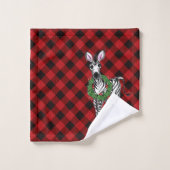 Festive Holiday Zebra illustratie, Holly met adem Bad Handdoek (Wasdoekje)