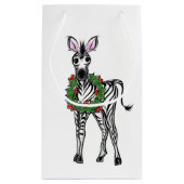 Festive Holiday Zebra illustratie, Holly met adem Klein Cadeauzakje (Achterkant)