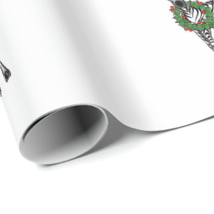 Festive Holiday Zebra met Holly Wreator Cadeaupapier