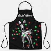 Festive Holiday Zebra, rode groene kronkellichten Schort (Voorkant)