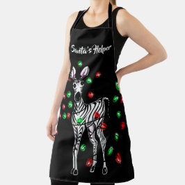 Festive Holiday Zebra, rode groene kronkellichten Schort