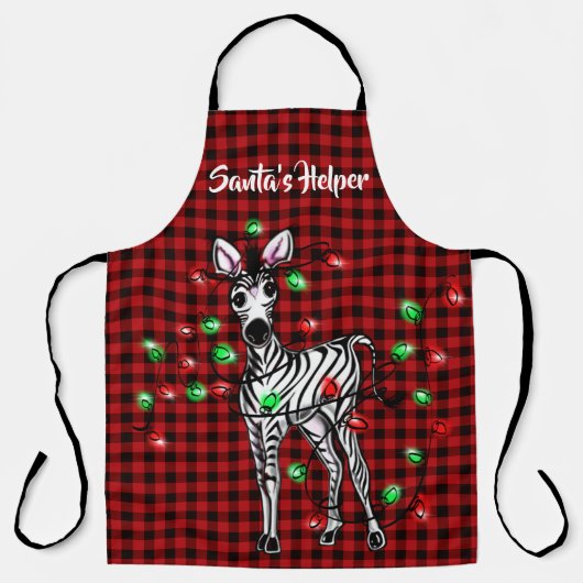 Festive Holiday Zebra, twijnend lichtbuffelvlecht Schort (Voorkant)