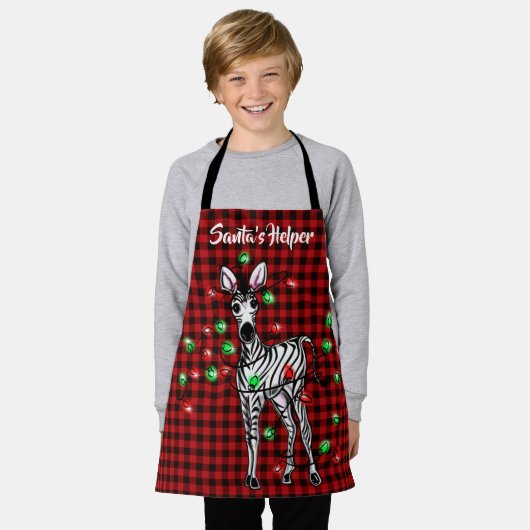 Festive Holiday Zebra, twijnend lichtbuffelvlecht Schort (Gedragen)