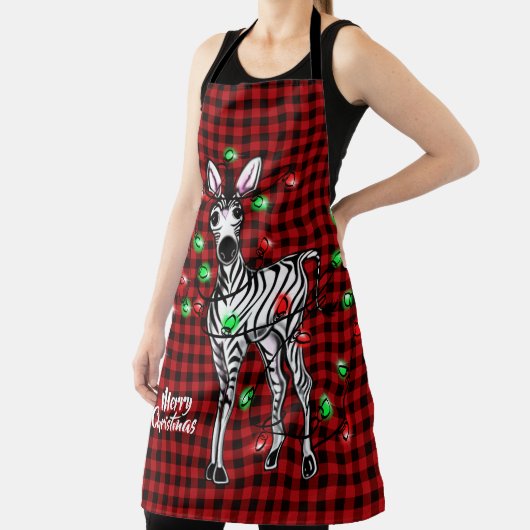 Festive Holiday Zebra, twijnend lichtbuffelvlecht Schort (Insitu)