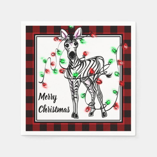 Festive Holiday Zebra, Twinkle-verlichting, geblaz Servet (Voorkant)