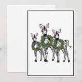 Festive Holiday Zebras, Holly Wreath, Cheers Feestdagenkaart (Voorkant / Achterkant)