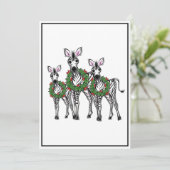 Festive Holiday Zebras, Holly Wreath, Cheers Feestdagenkaart (Staand voorkant)