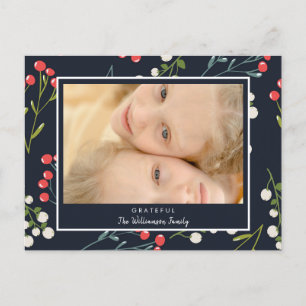 Festive Holly Berries - kerstkaart  Briefkaart