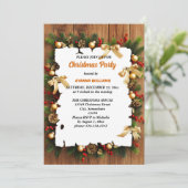 Festive Holly Berries Pine Cone Christmas party Kaart (Staand voorkant)