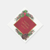Festive Holly Berries & Pine Holiday Wedding Servet (Hoek)