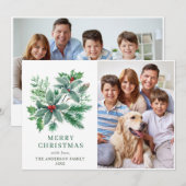 Festive Holly Berry 2 PHOTO kerstgroet Feestdagenkaart (Voorkant / Achterkant)