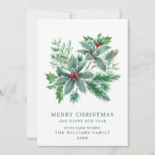 Festive Holly Berry 3 PHOTO kerstgroet Feestdagenkaart (Voorkant)