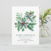 Festive Holly Berry 3 PHOTO kerstgroet Feestdagenkaart (Staand voorkant)