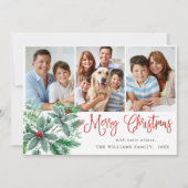Festive Holly Berry 3 PHOTO kerstgroet Feestdagenkaart (Voorkant)
